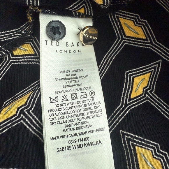 Ted Baker Kwalaa Geometric Print Navy Shirt Dress Size 1 US 4 - Picture 4 of 7